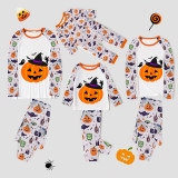 Halloween Matching Family Pajamas Witch Hat Pumpkin White Pajamas Set