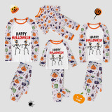 Halloween Matching Family Pajamas Happy Halloween Skeletons Couple White Pajamas Set