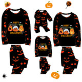 Halloween Matching Family Pajamas Mummy Pumpkins Happy Halloween Pumpkin Ghost Faces Print Black Pajamas Set