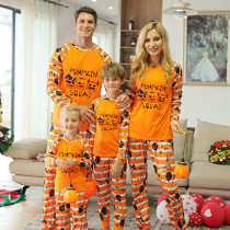 Halloween Matching Family Pajamas Evil Pumpkin Squad Orange Stripes Pajamas Set
