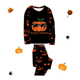 Halloween Matching Family Pajamas Coolest Pumpkin Pumpkin Ghost Faces Print Black Pajamas Set