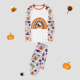 Halloween Matching Family Pajamas Semicircle Skull White Pajamas Set