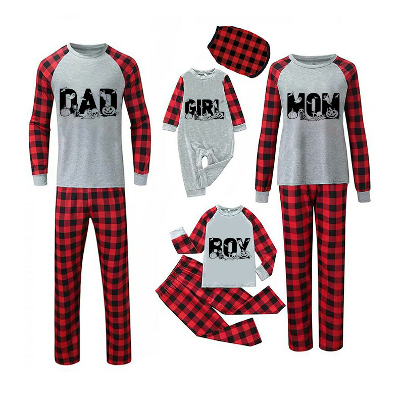 Halloween Matching Family Pajamas Dad Boy Mom Gray Pajamas Set