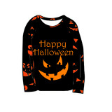 Halloween Matching Family Pajamas Happy Halloween Pumpkin Ghost Faces Print Black Pajamas Set