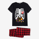 Halloween Matching Family Pajamas Skeleton Candies Black Pajamas Set