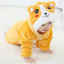 Baby Yellow Corgi Cute Dog Onesie Kigurumi Pajamas Animal Costumes for Unisex Babys