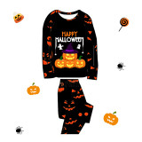 Halloween Matching Family Pajamas Happy Halloween Witch Hat Pumpkins Ghost Faces Print Black Pajamas Set