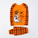 Halloween Matching Family Pajamas Pumpkin Ghost Boo Orange Plaids Pajamas Set
