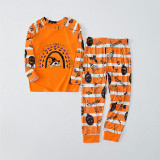 Halloween Matching Family Pajamas Semicircle Skull Orange Stripes Pajamas Set