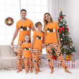 Halloween Matching Family Pajamas Pumpkin Witch Hat Ghost Orange Stripes Pajamas Set