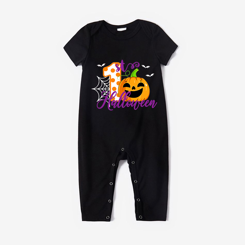 Halloween Black One Piece Baby Bodysuit My First Halloween Pumpkin Bats Jumpsuit