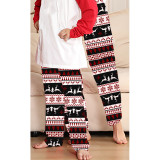 Christmas Matching Family Pajamas Personalized Custom Design White Christmas Reindeer Pants Pajamas Set With Dog Cloth