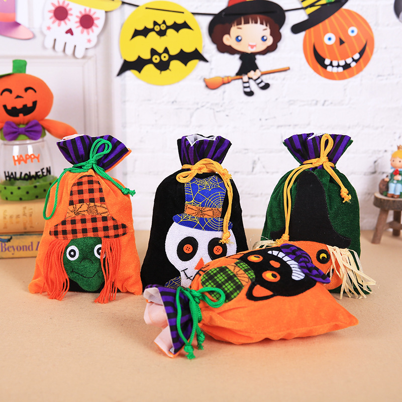 Halloween Colorful Cartoon Candy Holder Buckets For Kids Witch Hat Skull Candy Bags