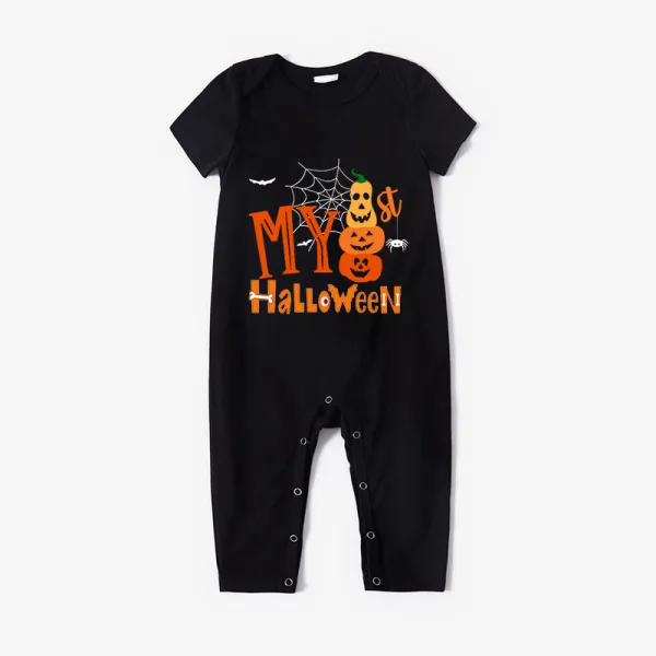 Halloween Orange One Piece Baby Bodysuit My First Halloween Pumpkins Spider Web Jumpsuit