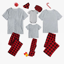 Christmas Matching Family Pajamas Grey Short Sleeve Personalized Custom Design Christmas Pajamas Set With Dog Cloth