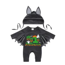 Halloween Dark Gray One Piece Baby Bodysuit My First Halloween Ghosts Batwing Sleeve Jumpsuit
