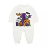 Halloween Gray One Piece Baby Bodysuit My First Halloween Pumpkin Ghost Jumpsuit