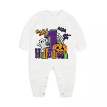 Halloween Gray One Piece Baby Bodysuit My First Halloween Pumpkin Ghost Jumpsuit