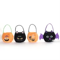 Halloween Colorful Cartoon Candy Holder Buckets For Kids Cat Bats Trick-or-Treating Bags