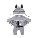 Halloween Black One Piece Baby Bodysuit My First Halloween Ghost Bats Batwing Sleeve Jumpsuit