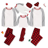 Christmas Matching Family Pajamas Grey Personalized Custom Design Red Plaids Pants Christmas Pajamas Set With Dog Cloth