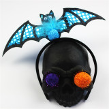 Halloween Colorful Feather Headband Fur Ball Polka Dot Bats Dress Up Hair Accessories