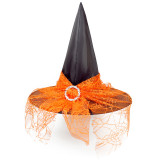 Halloween Witch Hat Party Decoration Mesh Pumpkin Print Wizard Witch Pointed Hat