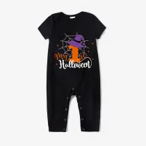 Halloween Orange One Piece Baby Bodysuit My First Halloween Witch Hat Spider Web Jumpsuit