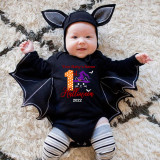 Halloween Dark Gray One Piece Baby Bodysuit My First Halloween Hat Cat Batwing Sleeve Jumpsuit
