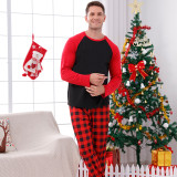 Christmas Matching Family Pajamas Black and Red Plaids Red Sleeve Personalized Custom Design Christmas Pajamas Set With Dog Cloth