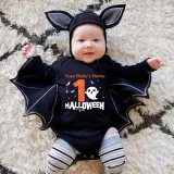 Halloween Black One Piece Baby Bodysuit My First Halloween Ghost Bats Batwing Sleeve Jumpsuit