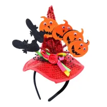 Halloween Party Headband Pumpkin Sequins Witch Hat Dress Up Hair Accessories