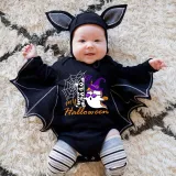 Halloween Gray One Piece Baby Bodysuit My First Halloween Hat Ghost Batwing Sleeve Jumpsuit