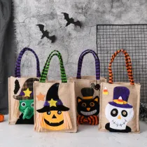 Halloween Colorful Cartoon Candy Holder Buckets For Kids Pumpkin Skull Evil Cat Square Candy Bags