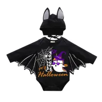 Halloween Gray One Piece Baby Bodysuit My First Halloween Hat Ghost Batwing Sleeve Jumpsuit
