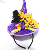 Halloween Party Headband Pumpkin Sequins Witch Hat Dress Up Hair Accessories