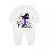 Halloween Orange One Piece Baby Bodysuit My First Halloween Witch Hat Spider Web Jumpsuit
