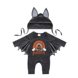 Halloween Gray One Piece Baby Bodysuit My First Halloween Boo Batwing Sleeve Jumpsuit