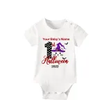 2022 Halloween Custom One Piece Baby Bodysuit My First Halloween Witch Hat Cat Jumpsuit