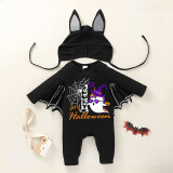 Halloween Gray One Piece Baby Bodysuit My First Halloween Hat Ghost Batwing Sleeve Jumpsuit