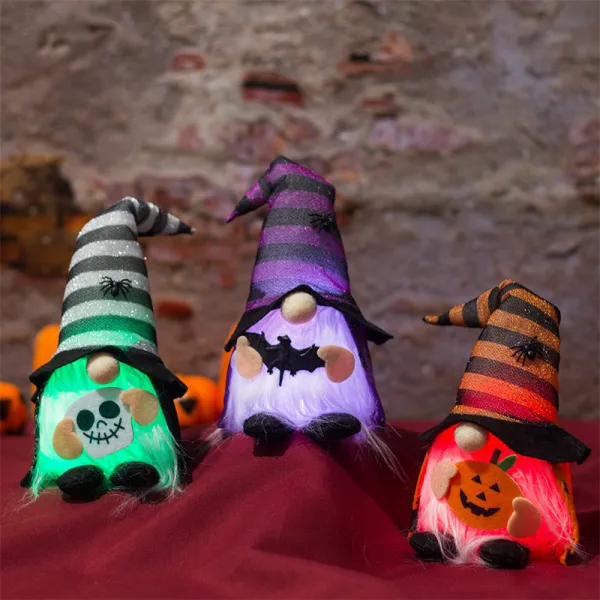 Halloween Decorations Faceless Gnomies With Lights Pumpkin Bat Skull Gandalf Ornaments