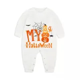 Halloween Orange One Piece Baby Bodysuit My First Halloween Pumpkins Spider Web Jumpsuit