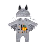 Halloween Black One Piece Baby Bodysuit My First Halloween Pumpkin Cat Batwing Sleeve Jumpsuit
