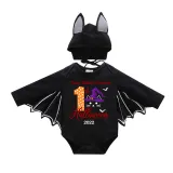 Halloween Dark Gray One Piece Baby Bodysuit My First Halloween Hat Cat Batwing Sleeve Jumpsuit