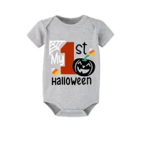 Halloween Gray One Piece Baby Bodysuit My First Halloween Cartoon Pumpkin Jumpsuit
