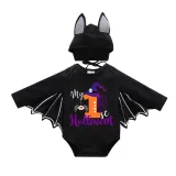 Halloween Gray One Piece Baby Bodysuit My First Halloween Hat Skull Batwing Sleeve Jumpsuit