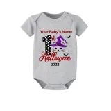 2022 Halloween Custom One Piece Baby Bodysuit My First Halloween Witch Hat Cat Jumpsuit