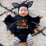 Halloween Black One Piece Baby Bodysuit My First Halloween Hat Pumpkin Batwing Sleeve Jumpsuit