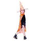 Halloween Costume Kids Performance Cloth Cosplay Witch Cloak For Holiday Party 2PCS Set