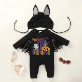 Halloween Black One Piece Baby Bodysuit My First Halloween Ghost Batwing Sleeve Jumpsuit